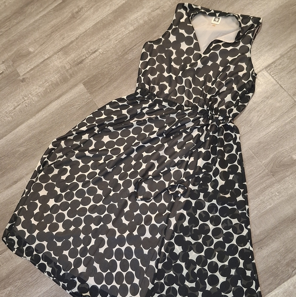 Anne Klein Black and White Patterned Midi Dress